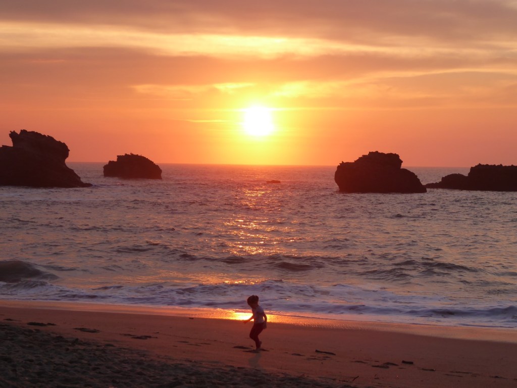 Zonsondergang op het strand,&nbsp;Biarritz